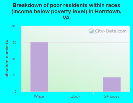 Breakdown of poor residents within races (income below poverty level) in Horntown, VA