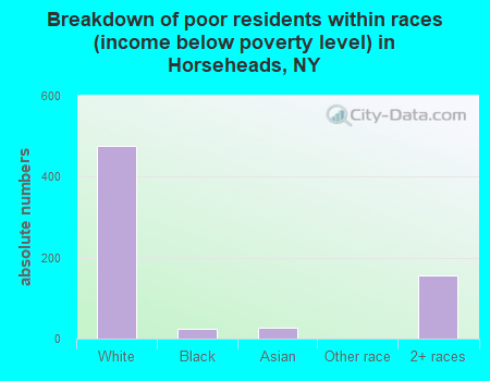 Breakdown of poor residents within races (income below poverty level) in Horseheads, NY