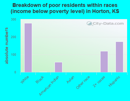 Breakdown of poor residents within races (income below poverty level) in Horton, KS