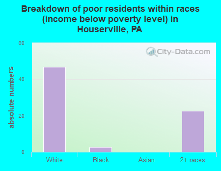 Breakdown of poor residents within races (income below poverty level) in Houserville, PA