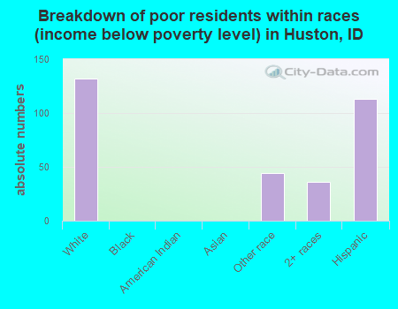 Breakdown of poor residents within races (income below poverty level) in Huston, ID