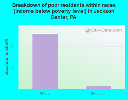 Breakdown of poor residents within races (income below poverty level) in Jackson Center, PA
