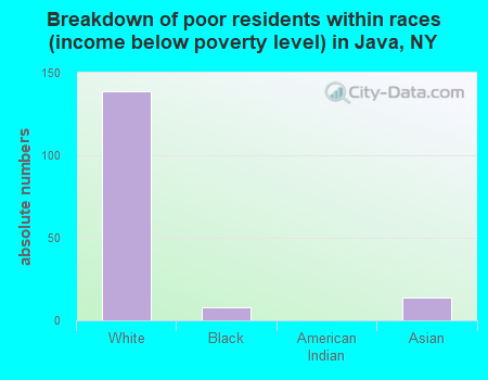 Breakdown of poor residents within races (income below poverty level) in Java, NY