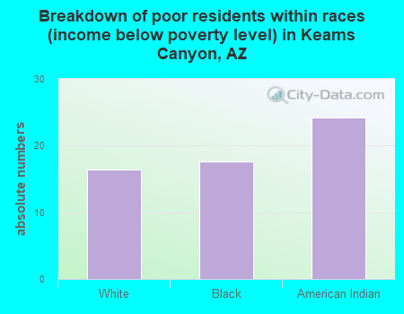 Breakdown of poor residents within races (income below poverty level) in Keams Canyon, AZ