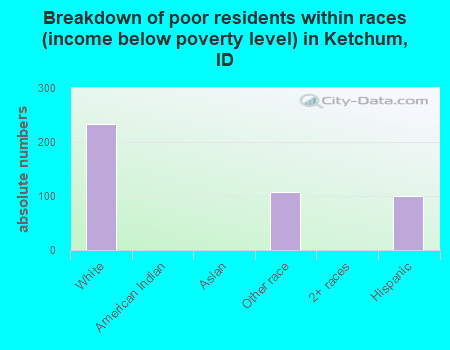 Breakdown of poor residents within races (income below poverty level) in Ketchum, ID
