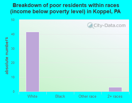 Breakdown of poor residents within races (income below poverty level) in Koppel, PA