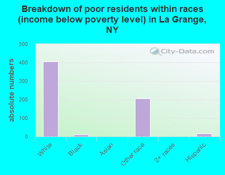 Breakdown of poor residents within races (income below poverty level) in La Grange, NY