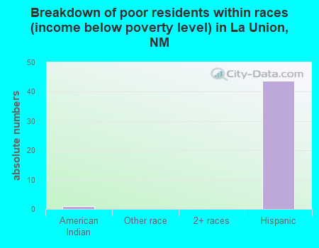 Breakdown of poor residents within races (income below poverty level) in La Union, NM