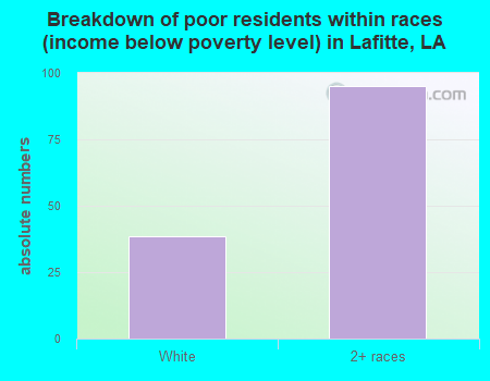 Breakdown of poor residents within races (income below poverty level) in Lafitte, LA