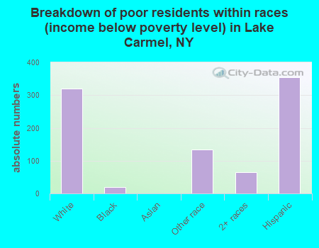 Breakdown of poor residents within races (income below poverty level) in Lake Carmel, NY