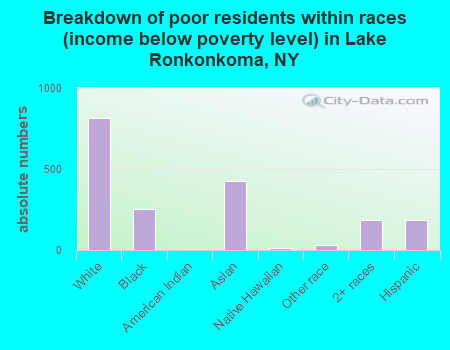 Breakdown of poor residents within races (income below poverty level) in Lake Ronkonkoma, NY