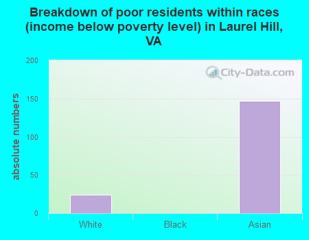 Breakdown of poor residents within races (income below poverty level) in Laurel Hill, VA