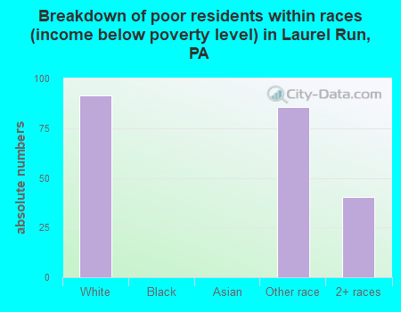 Breakdown of poor residents within races (income below poverty level) in Laurel Run, PA