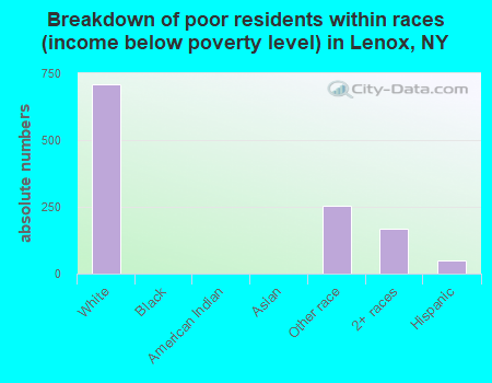 Breakdown of poor residents within races (income below poverty level) in Lenox, NY
