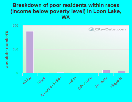 Breakdown of poor residents within races (income below poverty level) in Loon Lake, WA