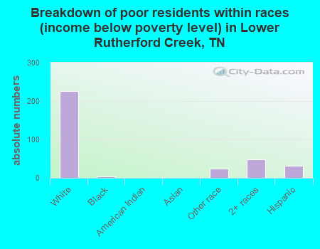 Breakdown of poor residents within races (income below poverty level) in Lower Rutherford Creek, TN