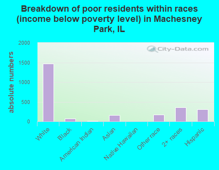 Breakdown of poor residents within races (income below poverty level) in Machesney Park, IL