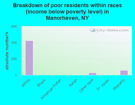 Breakdown of poor residents within races (income below poverty level) in Manorhaven, NY