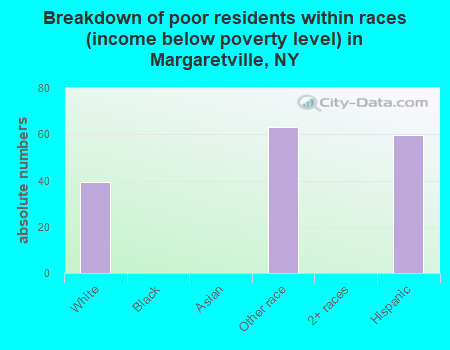 Breakdown of poor residents within races (income below poverty level) in Margaretville, NY
