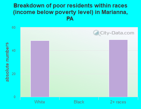 Breakdown of poor residents within races (income below poverty level) in Marianna, PA