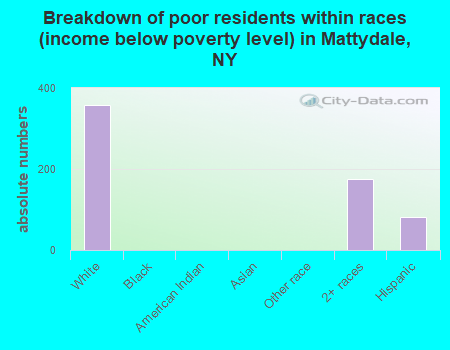 Breakdown of poor residents within races (income below poverty level) in Mattydale, NY
