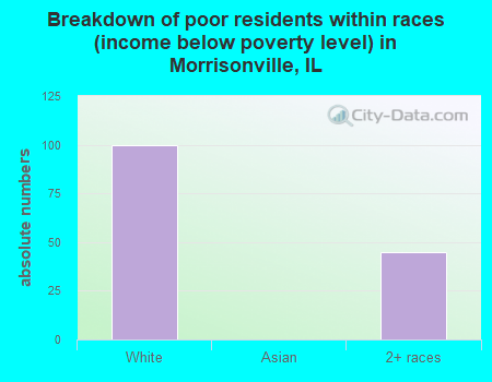 Breakdown of poor residents within races (income below poverty level) in Morrisonville, IL