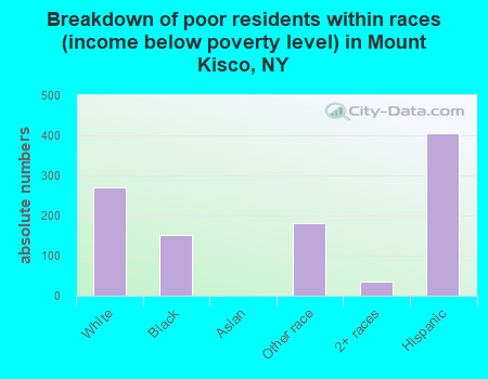 Breakdown of poor residents within races (income below poverty level) in Mount Kisco, NY