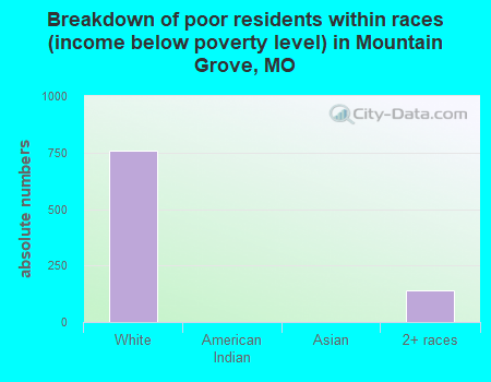 Breakdown of poor residents within races (income below poverty level) in Mountain Grove, MO