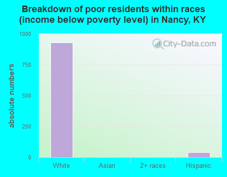 Breakdown of poor residents within races (income below poverty level) in Nancy, KY