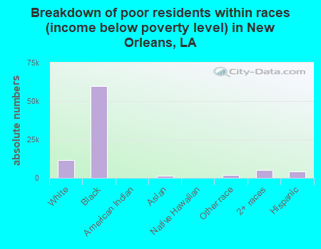 Breakdown of poor residents within races (income below poverty level) in New Orleans, LA