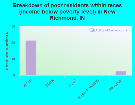 Breakdown of poor residents within races (income below poverty level) in New Richmond, IN