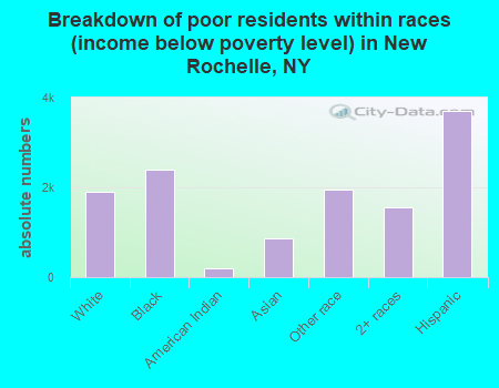 Breakdown of poor residents within races (income below poverty level) in New Rochelle, NY
