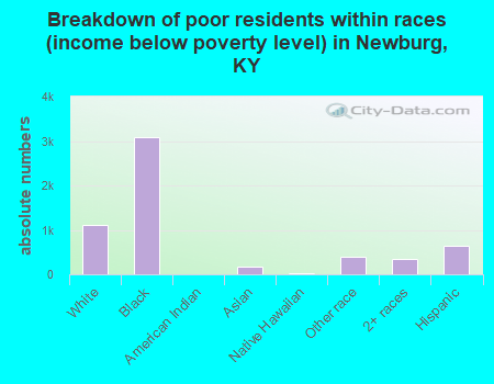 Breakdown of poor residents within races (income below poverty level) in Newburg, KY