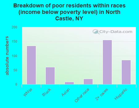 Breakdown of poor residents within races (income below poverty level) in North Castle, NY