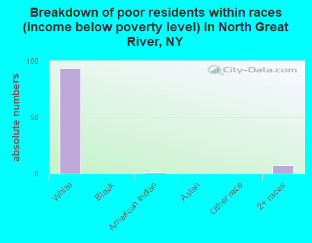 Breakdown of poor residents within races (income below poverty level) in North Great River, NY