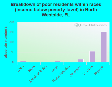 Breakdown of poor residents within races (income below poverty level) in North Westside, FL