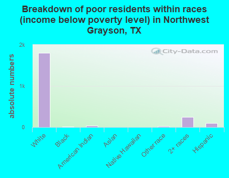 Breakdown of poor residents within races (income below poverty level) in Northwest Grayson, TX