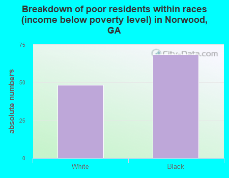 Breakdown of poor residents within races (income below poverty level) in Norwood, GA