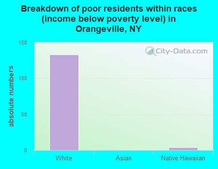 Breakdown of poor residents within races (income below poverty level) in Orangeville, NY