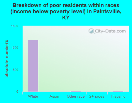 Breakdown of poor residents within races (income below poverty level) in Paintsville, KY