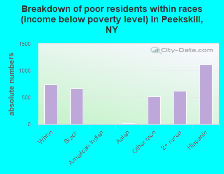 Breakdown of poor residents within races (income below poverty level) in Peekskill, NY