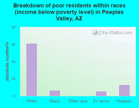 Breakdown of poor residents within races (income below poverty level) in Peeples Valley, AZ