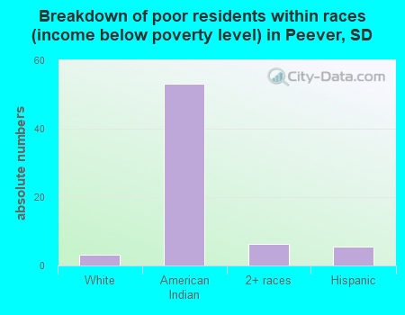 Breakdown of poor residents within races (income below poverty level) in Peever, SD