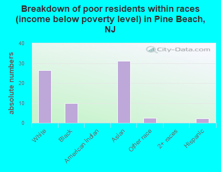 Breakdown of poor residents within races (income below poverty level) in Pine Beach, NJ