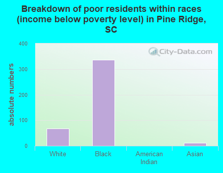 Breakdown of poor residents within races (income below poverty level) in Pine Ridge, SC