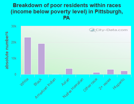 Breakdown of poor residents within races (income below poverty level) in Pittsburgh, PA