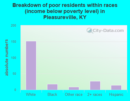 Breakdown of poor residents within races (income below poverty level) in Pleasureville, KY