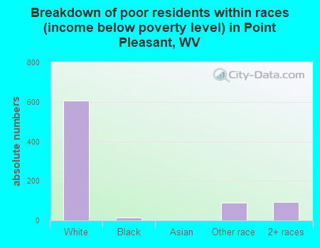 Breakdown of poor residents within races (income below poverty level) in Point Pleasant, WV