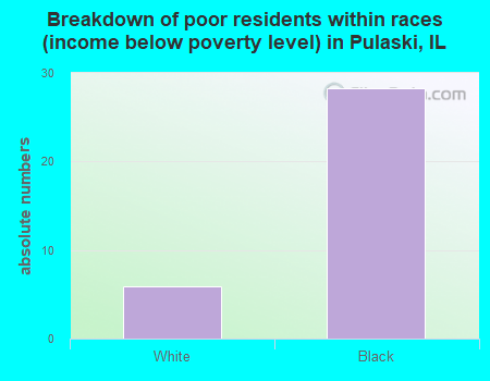 Breakdown of poor residents within races (income below poverty level) in Pulaski, IL