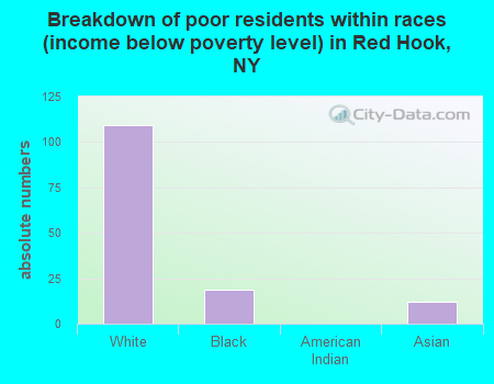 Breakdown of poor residents within races (income below poverty level) in Red Hook, NY